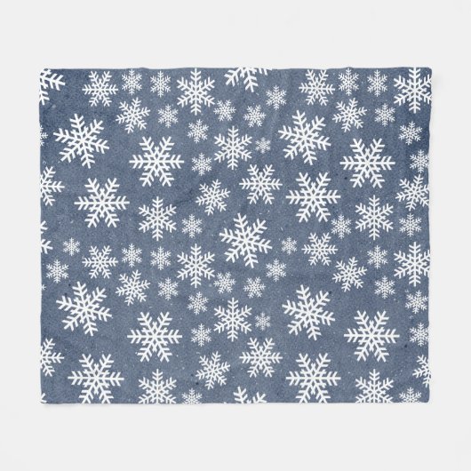 Snowflake Blue Holiday Winter Snow Pattern Fleecedecke (Vorderseite (Horizontal))