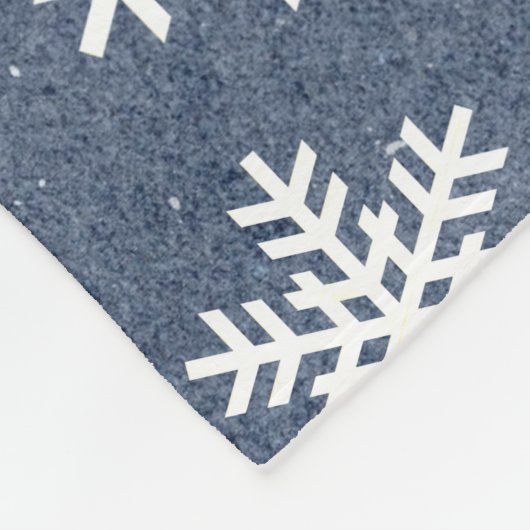 Snowflake Blue Holiday Winter Snow Pattern Fleecedecke (Ecke)