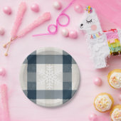 Snowflake Blue Kariert Winterferien Weihnachten Pappteller (Party)