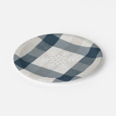 Snowflake Blue Kariert Winterferien Weihnachten Pappteller (Schrägansicht)