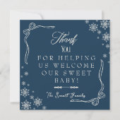 Snowflake Blue Labour & Delivery NICU Hospital Dankeskarte (Vorderseite)