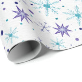 Snowflake Blue & Lila Geschenkpapier (Rolleneckpunkt)