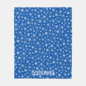 Snowflake Blue Navy Blue Modern Personalisierter N Fleecedecke (Vorderseite)