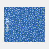 Snowflake Blue Navy Blue Modern Personalisierter N Fleecedecke (Vorderseite (Horizontal))