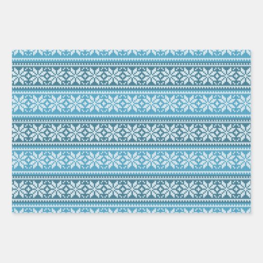 Snowflake Blue Nordic Imitats Strick Sweater Geschenkpapier Set (Vorderseite 2)