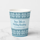 Snowflake Blue Nordic Sweater Personalisiert Pappbecher (Vorderseite)
