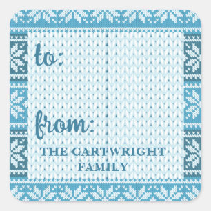 Snowflake Blue Nordic Sweep Quadratischer Aufkleber