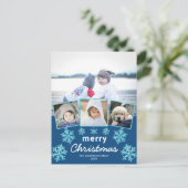 Snowflake Blue Opal 4 Foto Collage Weihnachten Postkarte (Stehend Vorderseite)
