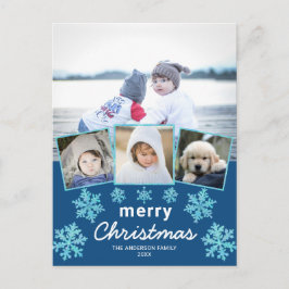 Snowflake Blue Opal 4 Foto Collage Weihnachten Postkarte