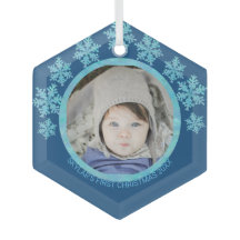 Snowflake Blue Opal Chic Runde Foto Weihnachten