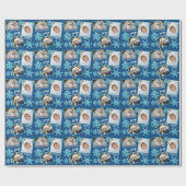 Snowflake Blue Opal Elegante Weihnachten 3 Foto Geschenkpapier (Flach)