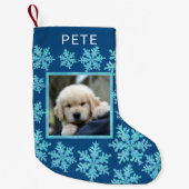 Snowflake Blue Opal Fun Kinder oder Haustiere Foto Kleiner Weihnachtsstrumpf (Vorderseite)