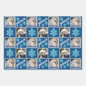 Snowflake Blue Opal Peace Joy Liebe 4 Foto Geschenkpapier Set (Vorderseite)