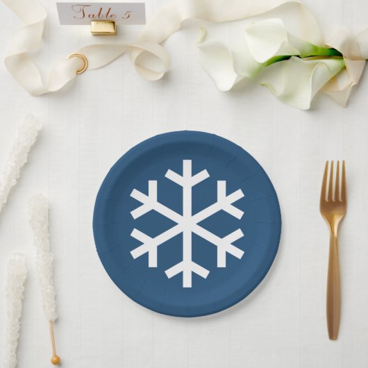 Snowflake Blue Paper Plate Pappteller (Hochzeit)