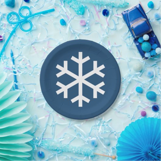 Snowflake Blue Paper Plate Pappteller (Party)