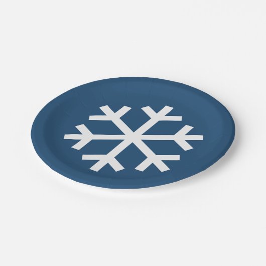 Snowflake Blue Paper Plate Pappteller (Schrägansicht)