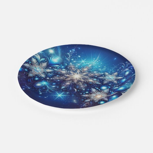 Snowflake Blue Paper Teller - elegant (Schrägansicht)