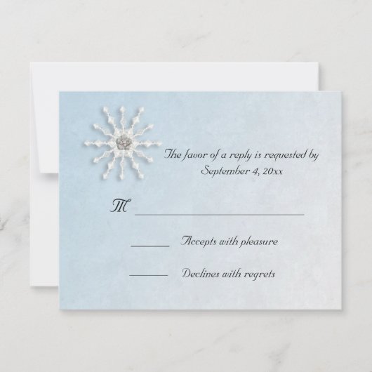 Snowflake Blue RSVP Card Karte (Vorderseite)