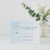 Snowflake Blue RSVP Card Karte (Stehend Vorderseite)