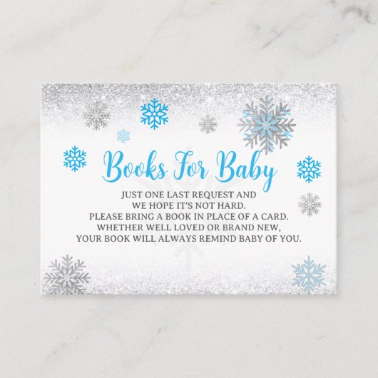 Snowflake Blue & Silver Baby Shower Book Request Begleitkarte (Vorderseite)