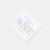 Snowflake Blue & Silver Glitzer 1. Geburtstag Jung Serviette (Ecke)