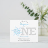Snowflake Blue Silver Glitzer Winter 1. Geburtstag Einladung (Stehend Vorderseite)