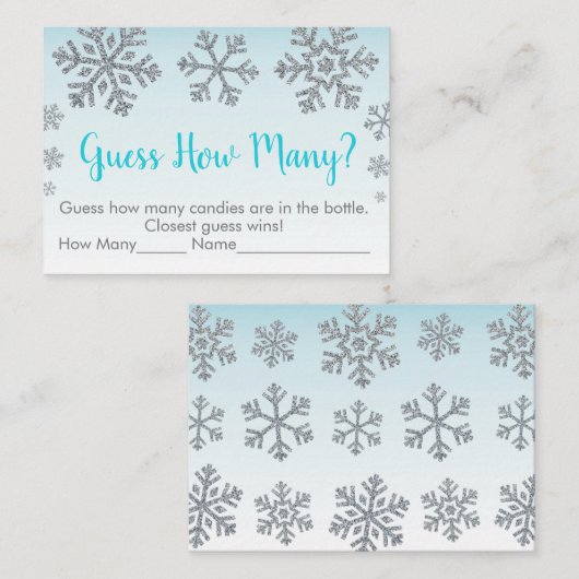 Snowflake Blue & Silver Guess Wie viele Dusche Spi Platzkarte (Vorne/Hinten)