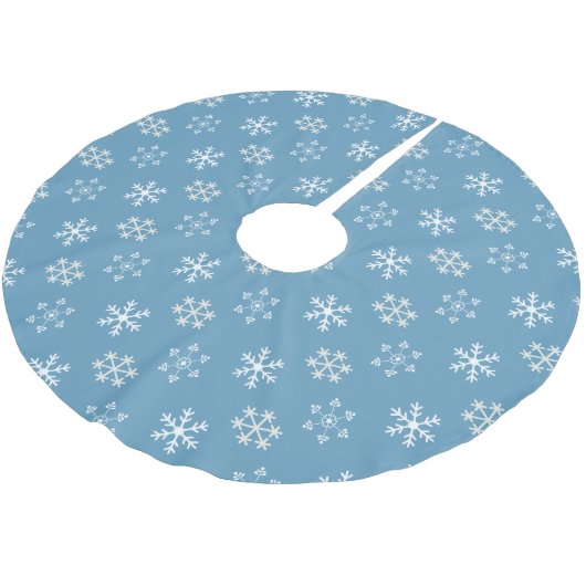 Snowflake Blue Tree Skirt Polyester Weihnachtsbaumdecke (Schrägansicht)