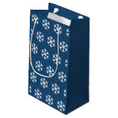Snowflake Blue Weihnachtsgeschenktasche Kleine Geschenktüte (Rückseite Schrägansicht)