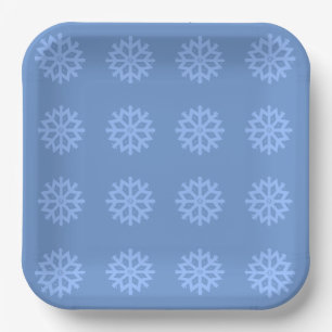 Snowflake Blue Winter Festivals Muster Pappteller