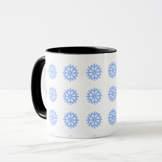 Snowflake Blue Winter Festivals Muster Tasse (Vorderseite Links)