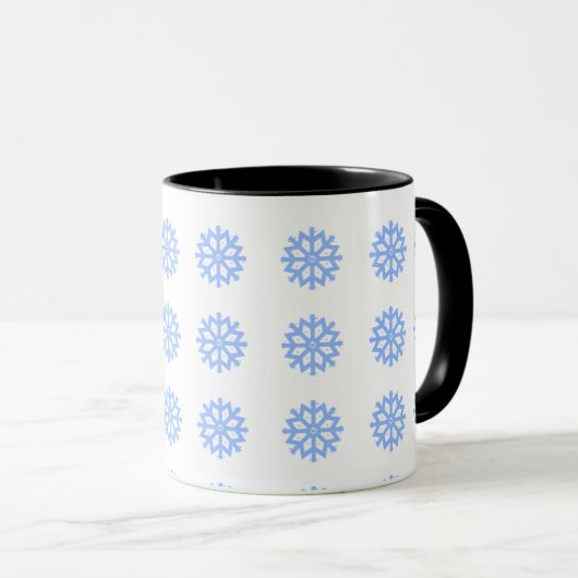 Snowflake Blue Winter Festivals Muster Tasse (VorderseiteRechts)