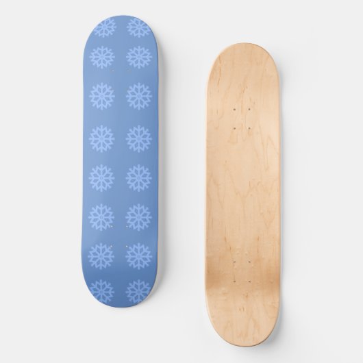 Snowflake Blue Winter Pattern Skateboard (Vorderseite)