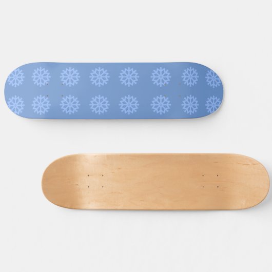 Snowflake Blue Winter Pattern Skateboard (Horizontal)