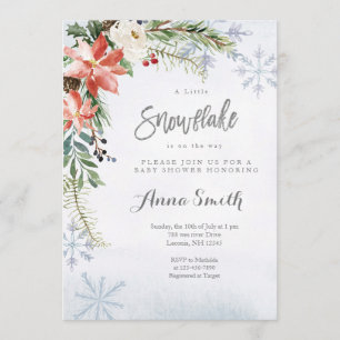Snowflake Blume Winter ist auf dem Weg Babydusche Einladung