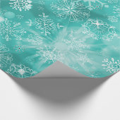 Snowflake Bokeh Aquamarin Geschenkpapier (Ecke)