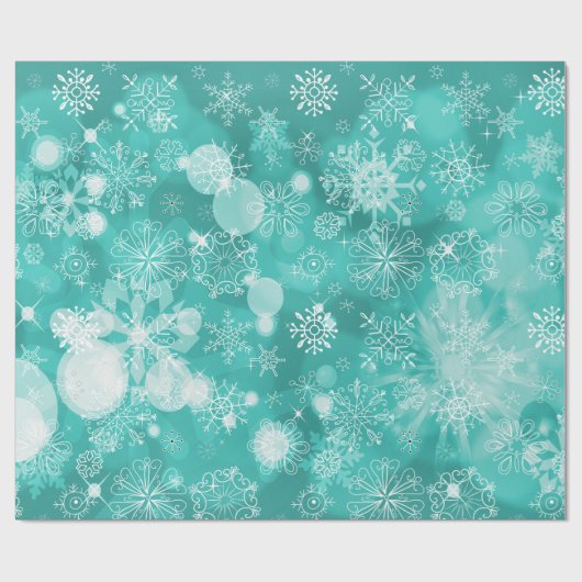 Snowflake Bokeh Aquamarin Geschenkpapier (Flach)