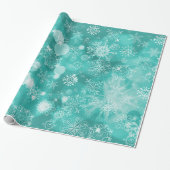 Snowflake Bokeh Aquamarin Geschenkpapier (Ungerollt)