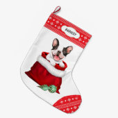 Snowflake Border French Bulldog - Überraschung Großer Weihnachtsstrumpf (Vorderansicht (hängend))