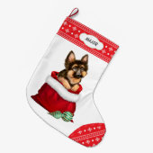 Snowflake Border German Shepherd Dog Überraschung Großer Weihnachtsstrumpf (Vorderansicht (hängend))