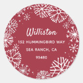 Snowflake Border Holiday Rücksendeadresse Runder Aufkleber (Vorderseite)