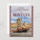 Snowflake Border Montana Cowboy Boots Weihnachten (Vorne/Hinten)