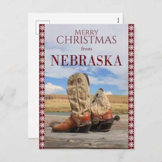 Snowflake Border Nebraska Cowboy Boots Weihnachten (Vorne/Hinten)