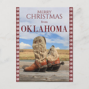Snowflake Border Oklahoma Cowboy Boots Weihnachten