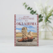 Snowflake Border Oklahoma Cowboy Boots Weihnachten (Stehend Vorderseite)