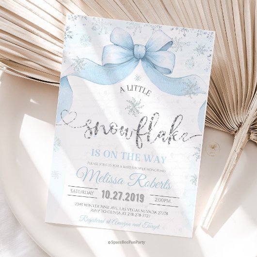 Snowflake Bow baby shower  Einladung