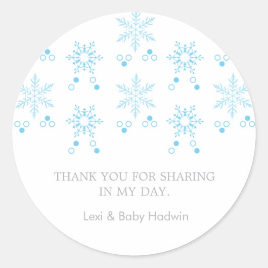 Snowflake | Boy Baby Shooter Favor Sticker (Vorderseite)