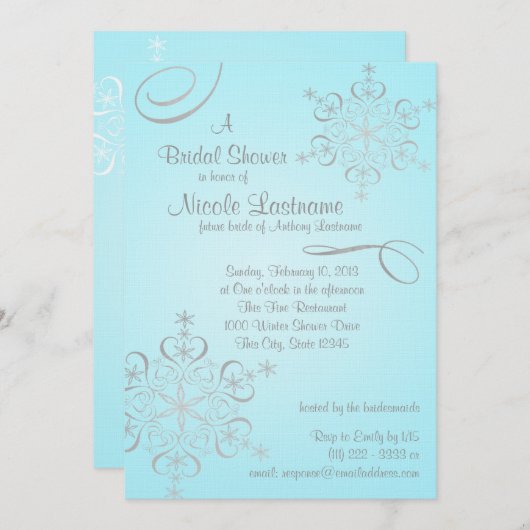 Snowflake-Brautparty Einladung (Vorne/Hinten)