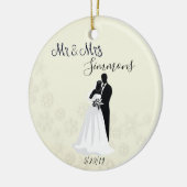 Snowflake Bride Groom Just Married Mr Mrs Date Keramik Ornament (Links)