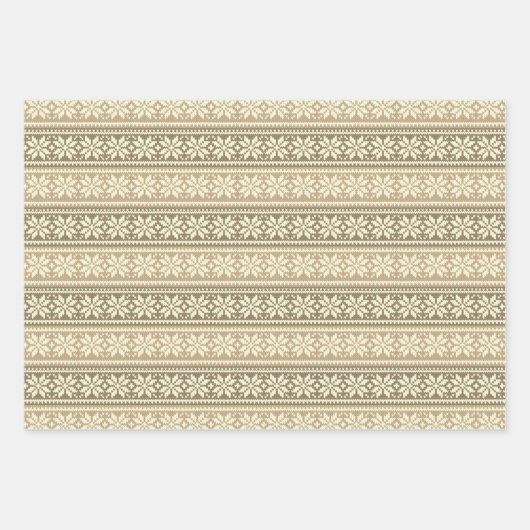 Snowflake Brown Nordic Imitats Strick Sweater Patt Geschenkpapier Set (Vorderseite)